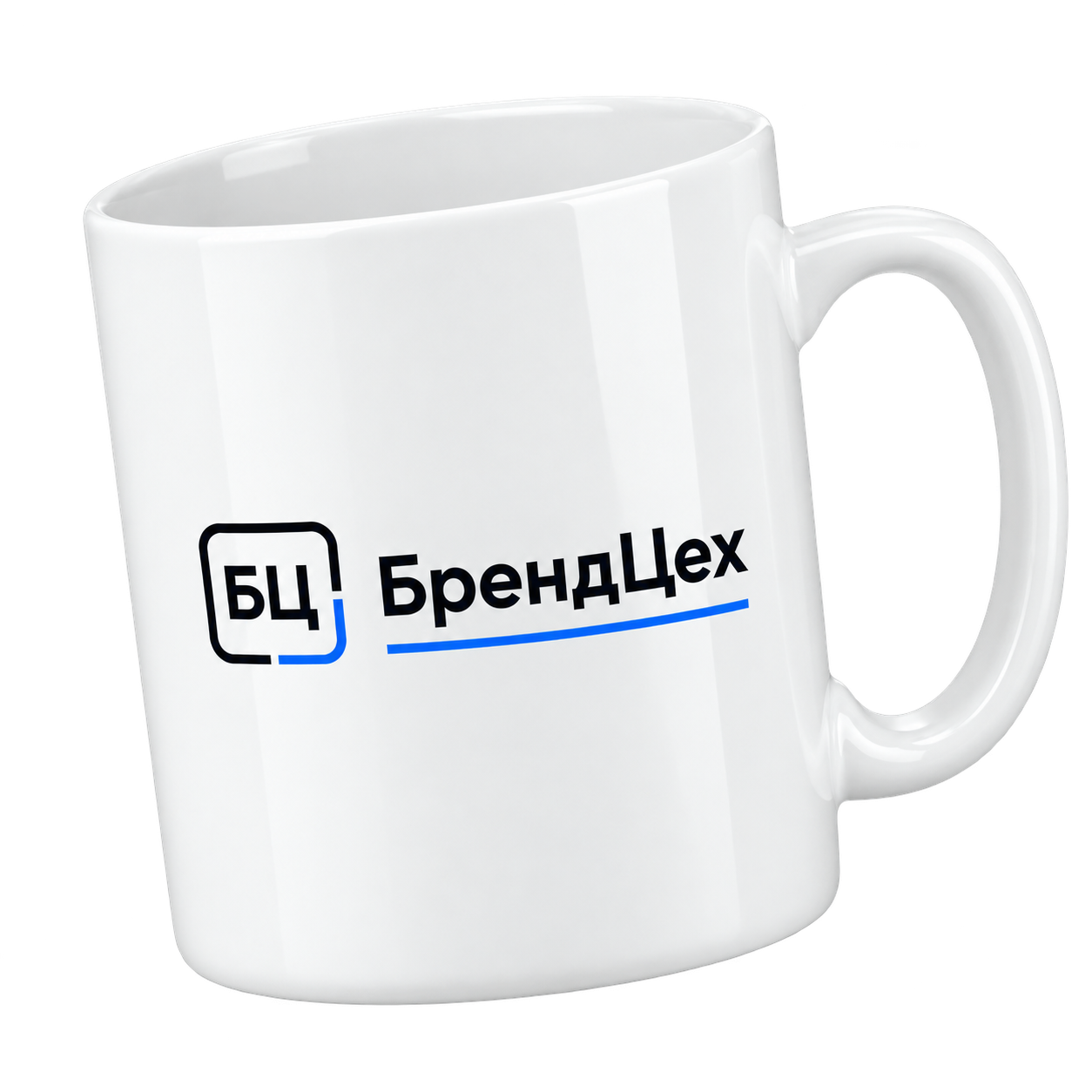 Белая кружка с фирменным логотипом